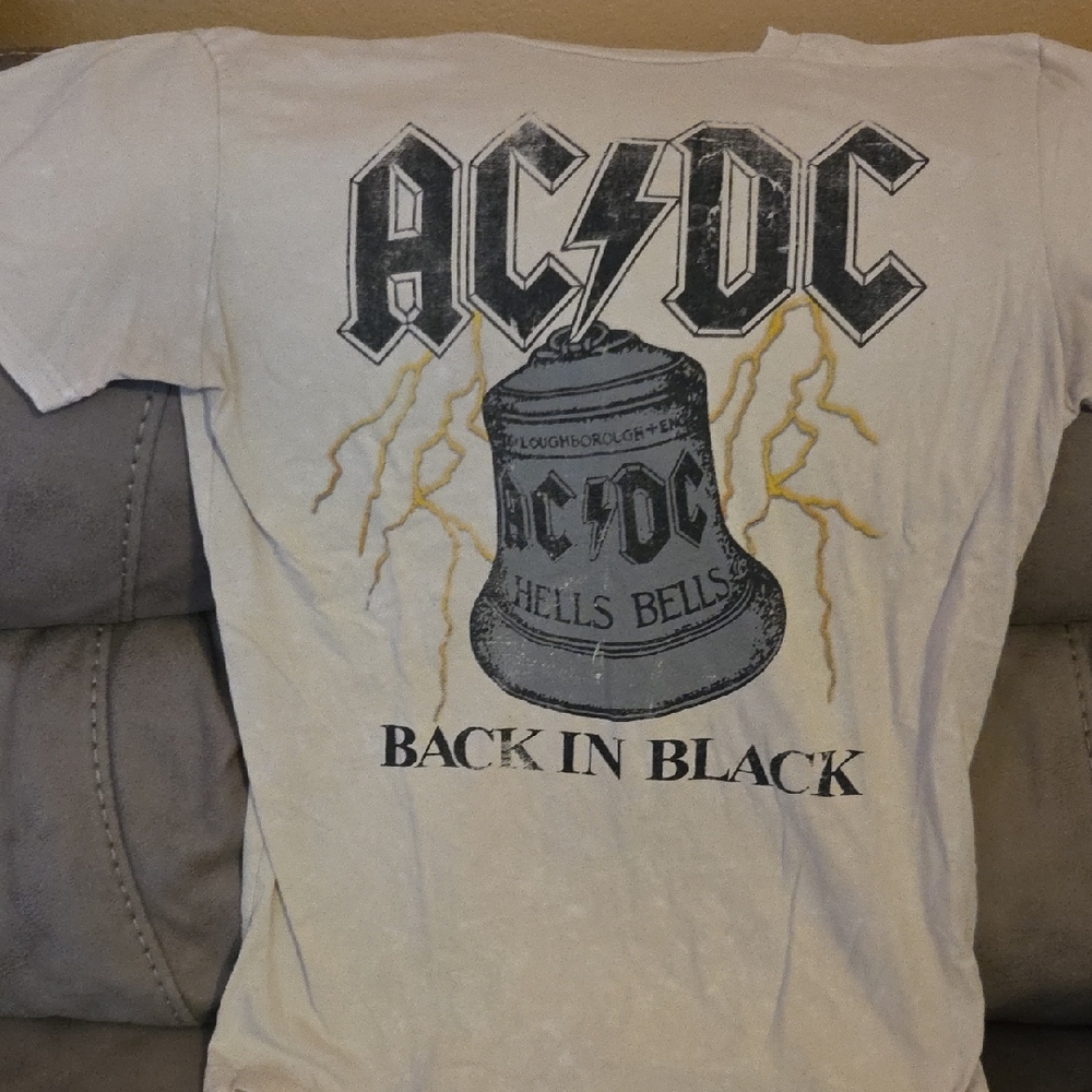 AC/DC Back In Black Beige Cotton Blend T-Shirt